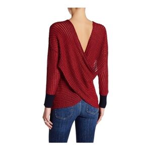 Derek lam 19 Crosby intermix red navy cross back knit sweater. Size XSmall